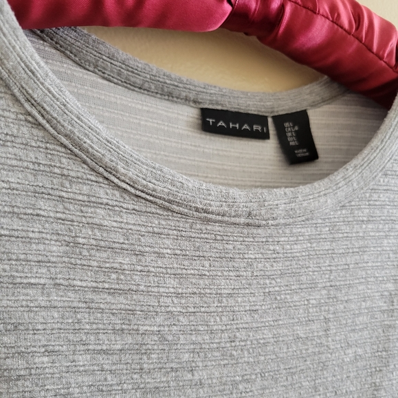 4/$15 SALE Tahari | Blouse Gray Front Back Wrap Ripped Gorgeous Elegant Large - Picture 3 of 5